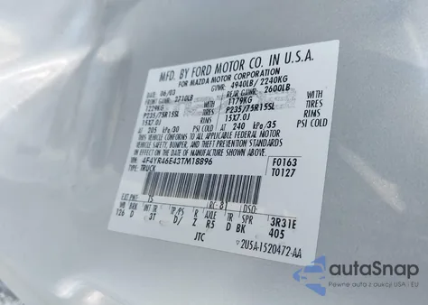 2003 Mazda B4000 Ds z USA, uszkodzony, nr VIN 4F4YR46E43TM18896